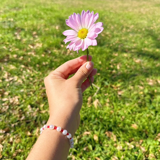 Pearls with Red Beads Bracelet