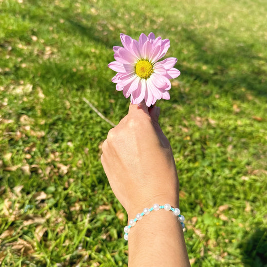 Pearls with Light Blue Beads Bracelet
