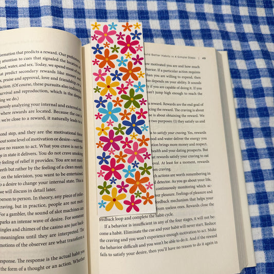 'Colorful Flowers in White' Bookmark