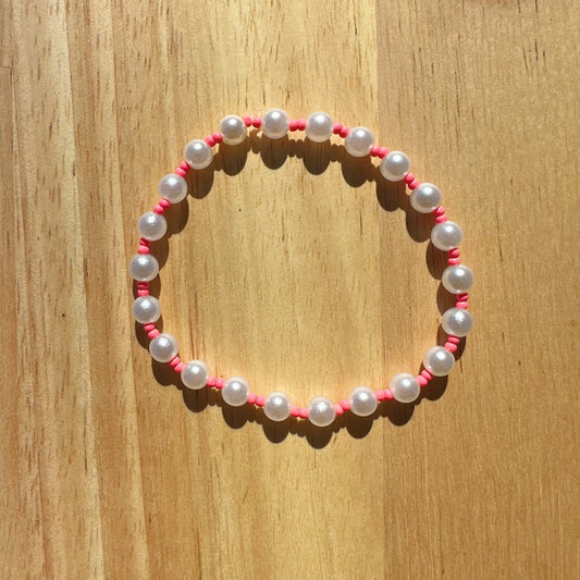 Pearls with Watermelon Pink Beads Bracelet