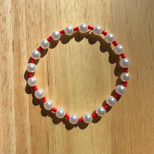 Pearls with Red Beads Bracelet