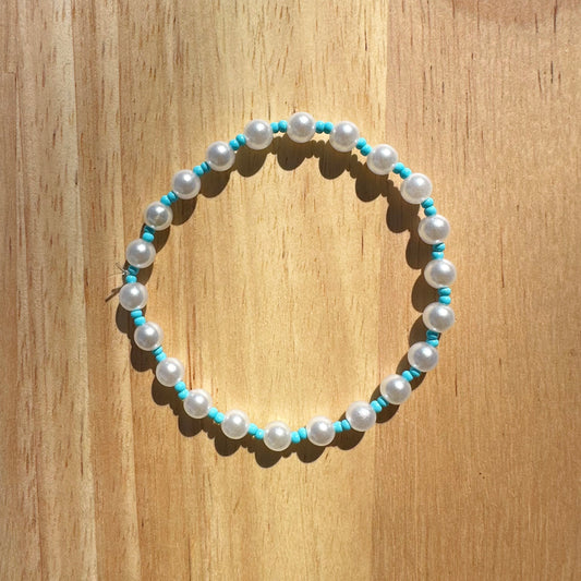 Pearls with Light Blue Beads Bracelet
