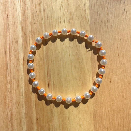 Pearls with Orange Beads Bracelet